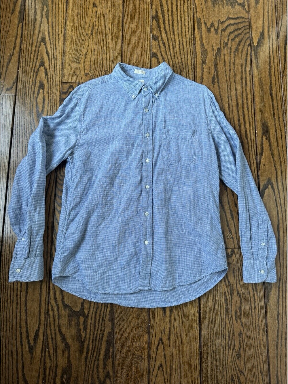 J.CREW Men's Long Sleeve Button Down Shirt 100% Linen, Size Large Slim